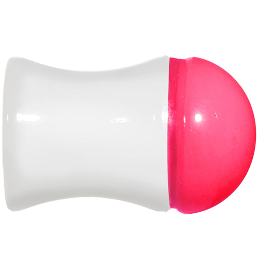 0G White Neon Pink Acrylic Saddle Plug