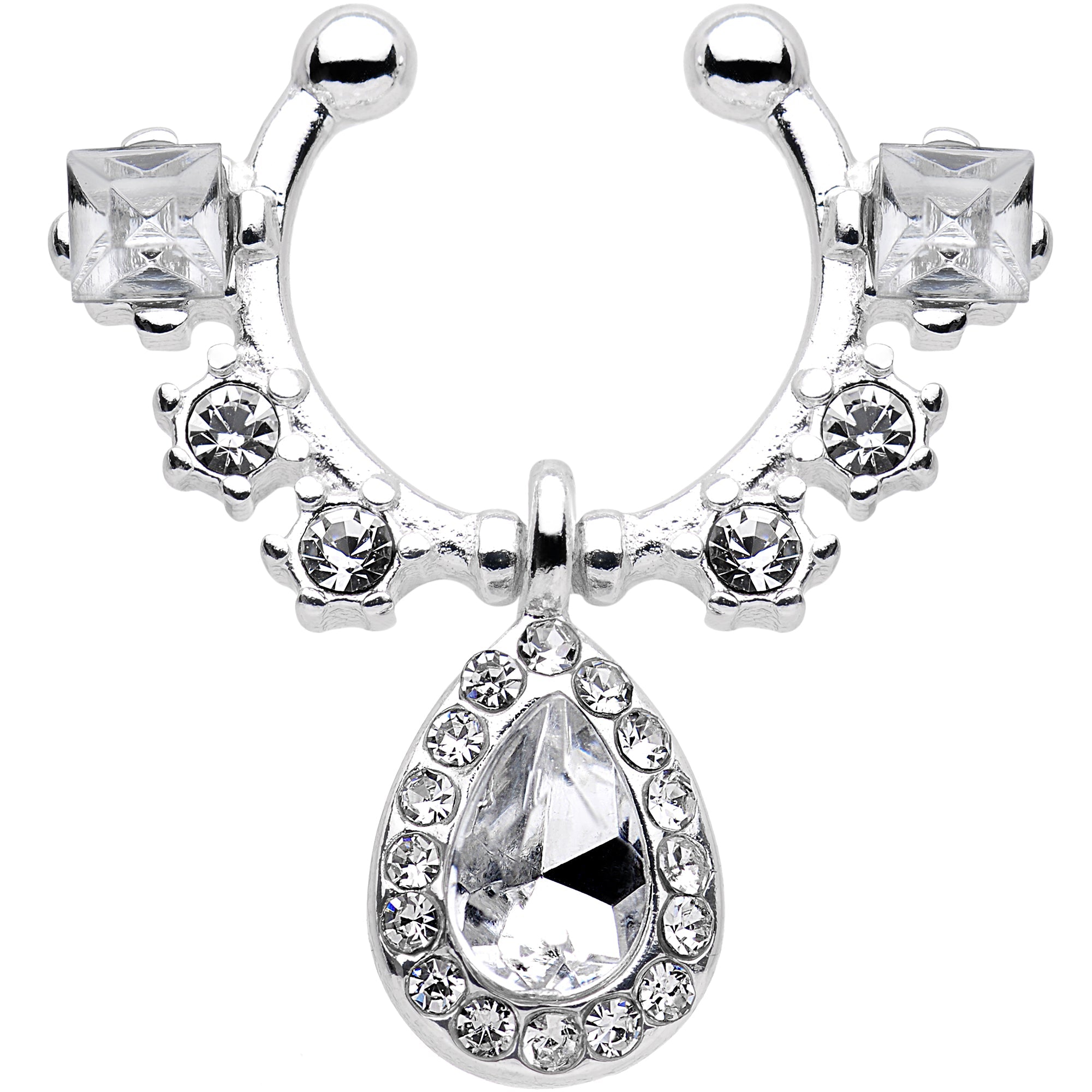 Clear Gem Silhouette Dangle Clip On Septum