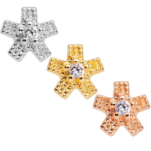 1/4 Multi Tone Star Flower Gem Cartilage Tragus Earring Three Pack Set