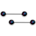 14G Pink Purple Blue Bisexual Pride Logo Barbell Nipple Ring Set