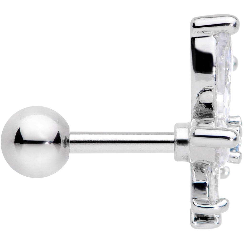 16G 1/4 Clear Blue CZ Gem Marijuana Leaf Labret Monroe Tragus