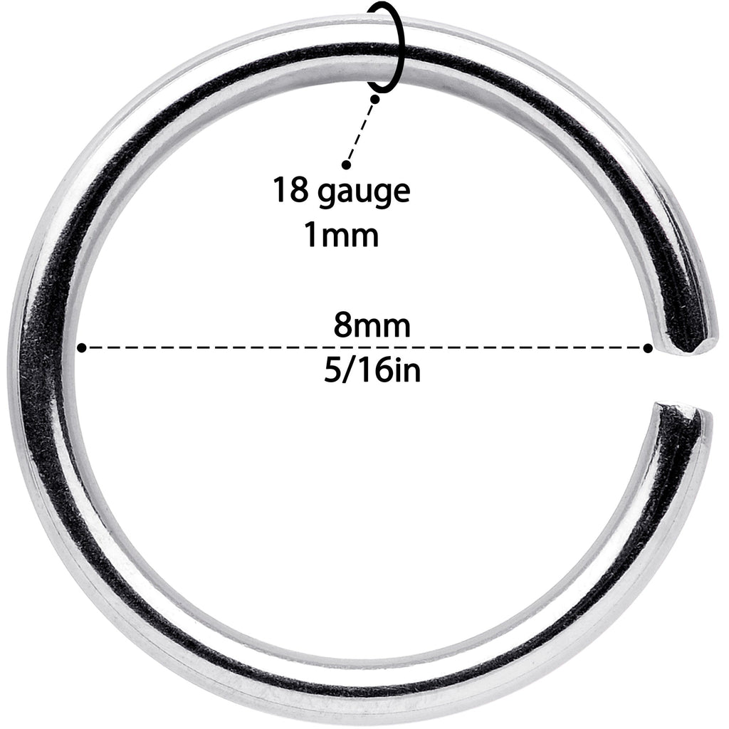 18G 5/16 Steel Rainbow Anodized Seamless Circular Ring Set of 12