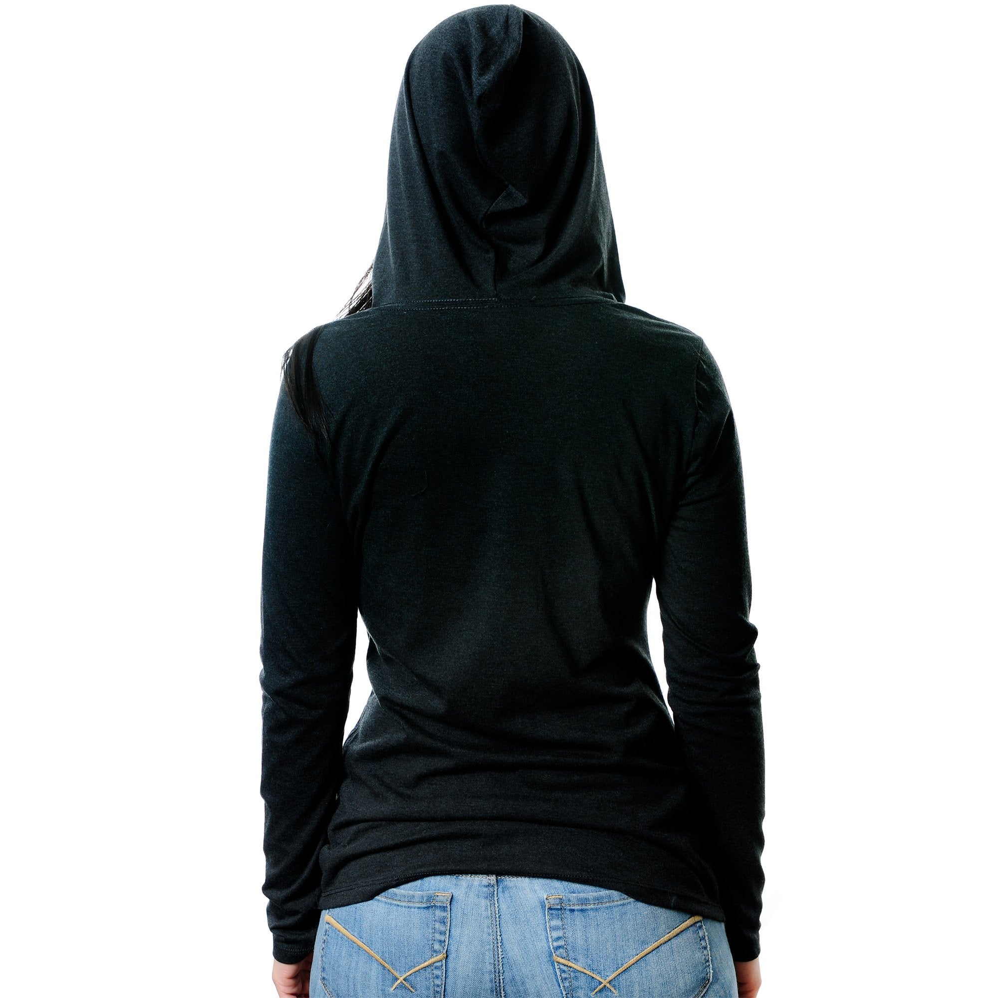 hashtag pierced Black Tapered Long Sleeve Hoodie