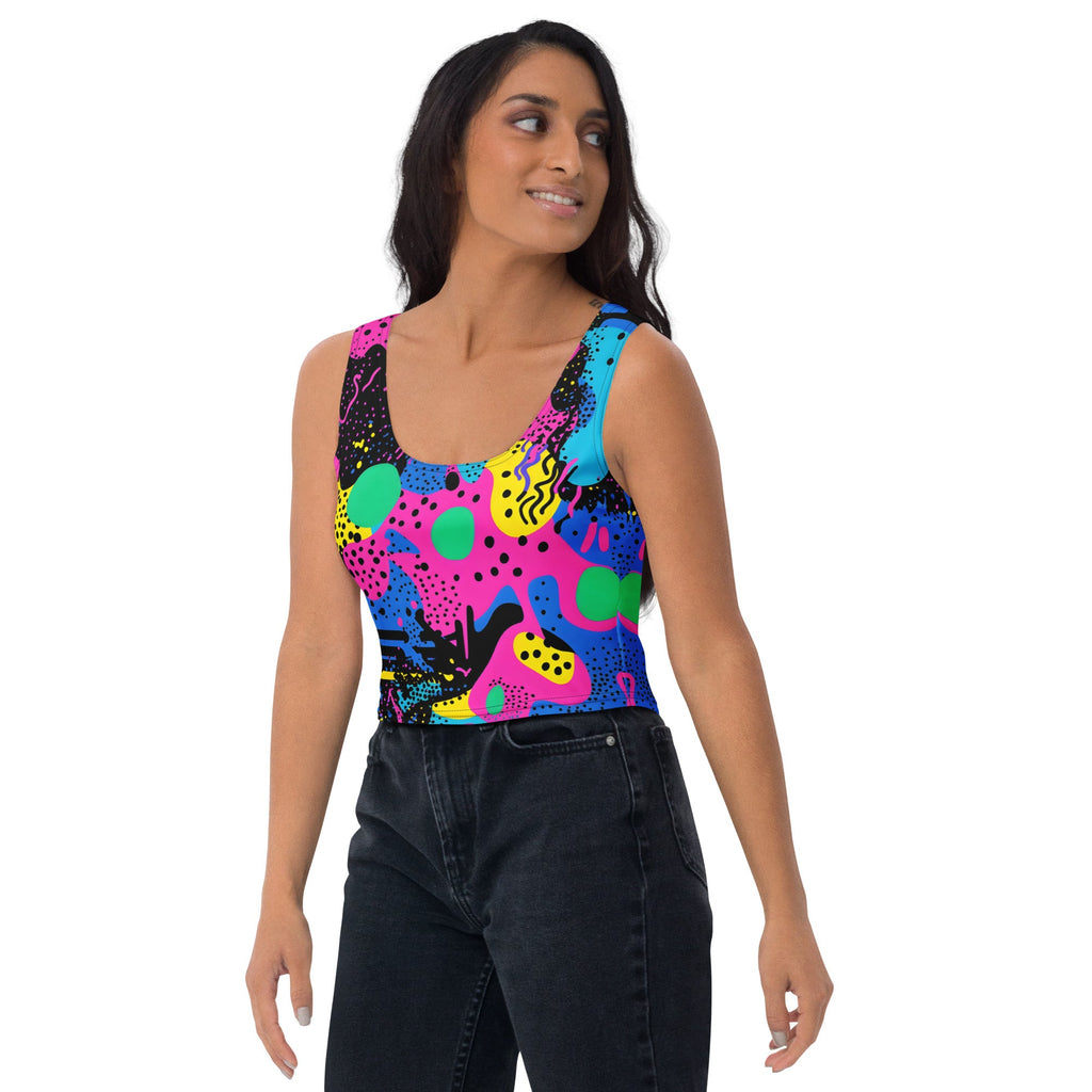 Retro Color Woman's Crop Top Tank Top For EDM Rave Festival Outfit Clothing